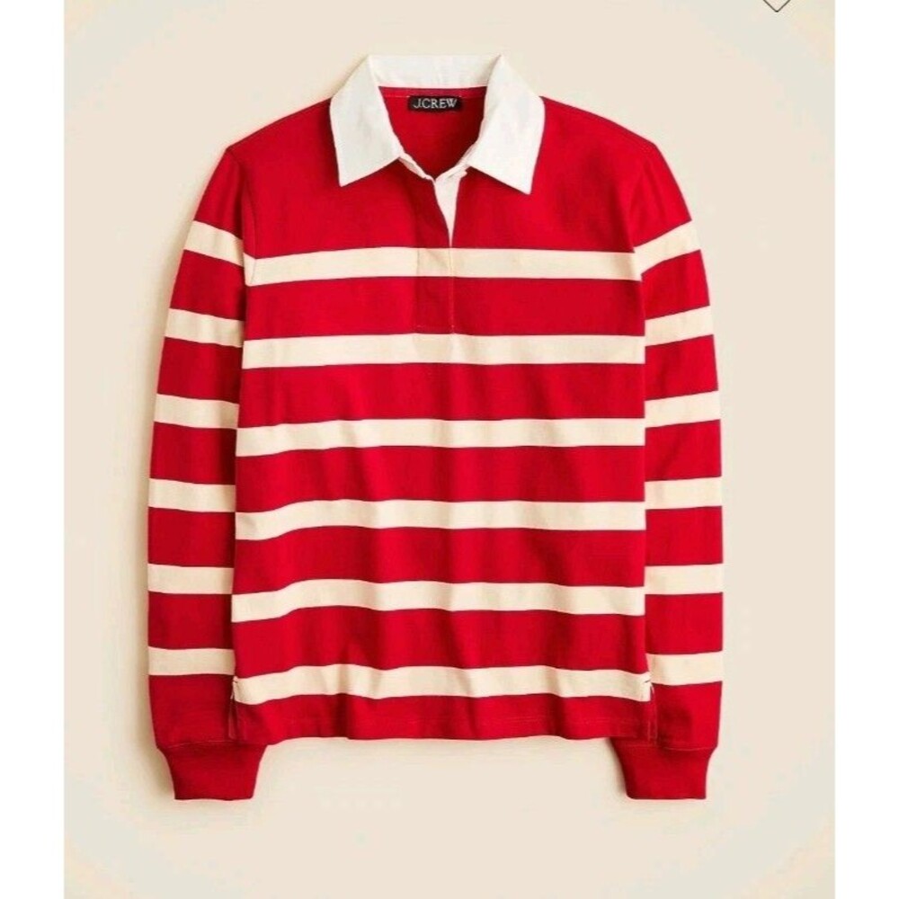 J.Crew New premium-weight Classic Rugby Shirt Lafayette Stripe CN190 Size L NWT